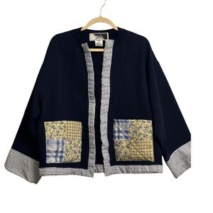 Vintage House of Gabrielle Patchwork Haori Jacket - Navy & Mixed Prints Size L
